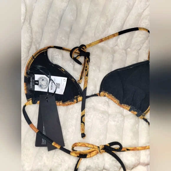 Versace Women's Gold & Black Barocco Bikini Top NWT - Picture 4 of 5